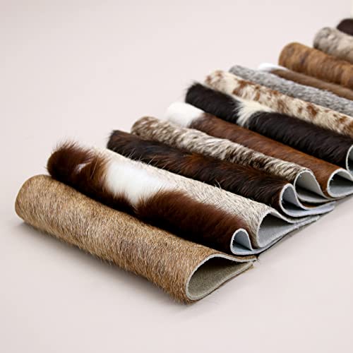 Souluxry Leather Scraps, 15 Pieces Of Premium Hair On Cowhide Fabric For Crafts,Diy Projects,Upholstery(Multi Colors.) #TOP4