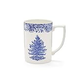 Spode Blue Italian Christmas Mug, 12oz - Elegant Holiday Drinkware with Iconic Christmas Tree Motif, Dishwasher & Microwave Safe Festive Mug for Hot Cocoa, Tea, Coffee Lovers - Ideal for Bar Cart