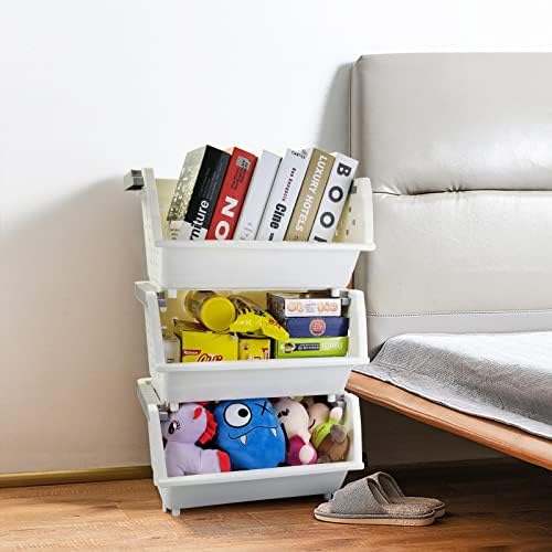Yesdate 4-Tier Plastic Stacking Basket Set, Stackable Storage Organizer Bin