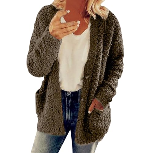 Winter Coat for Women 2024 Soft Fleece Jacket Fuzzy Sherpa Cardigan Open Front Fleece Button Down Warm Casual Sweater