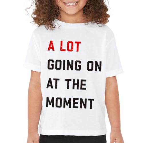 Sawwing A Lot Going on at The Moment Shirt for Girls & Kids Red Era Outfit Youth Short Oversized Tee Shirts Graphic (US Alpha Medium Regular White)