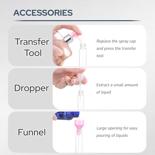 Image of 10ML Mini Perfume Atomizer Spray Bottle, Empty Refillable Glass Travel Cologne Sprayer for Men & Women with Refill Tools (Black /Blue /Silver)