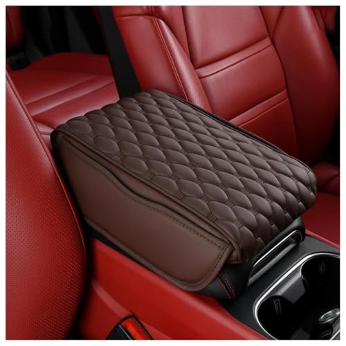 LYNYQ Coche Funda Consola Central Reposabrazos para Mazda MX-5 Miata RF NB NC ND Roadster Coupe,Cuero Impermeable Cojín Apoyabrazos Alfombrilla Protector Accesorios,A-Brown