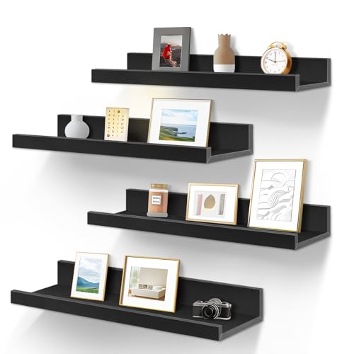 LaVie Home 23.6-Inch Black Floating Shelves for Wall Storage Set