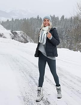 CRZ YOGA Thermische Fleece Gevoerde Leggings Vrouwen 25''-Hoge Taille Winter Workout Wandelbroek met Zakken Warme Running Tights echte marine L