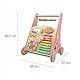 COIL Babywalker Lauflernwagen 3in1, Kinderwagen aus Holz, Lernspielzeug, ab 12 Monaten (Rosa)