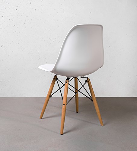 Buschman Mid Century Modern Dining Room Chairs, White, Set Of 4 #TOP4