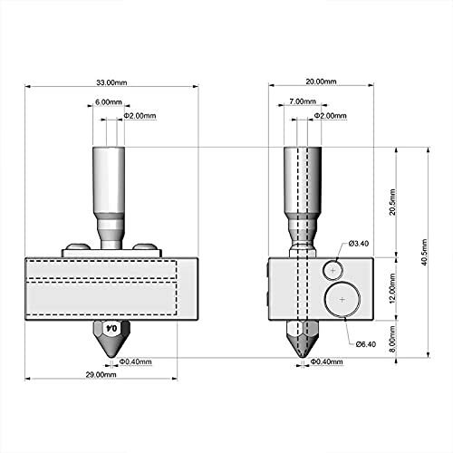 Réparez la tête d'impression 1 Set Hot End avec Le kit d'extrudeuse Hotend de buse 0.4MM V2 adapté à la tête d'impression de Bloc Chauffant d'imprimante 3D Zortrax M200 (Couleur : Argent)
