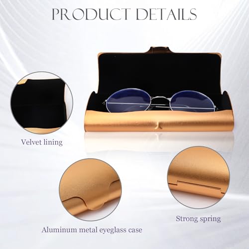 Image of Hifot Aluminium Glasses Case, Slim Reading Glasses Case, Portable Travel Metal Eyeglass Spectacles Protection Hard Shell