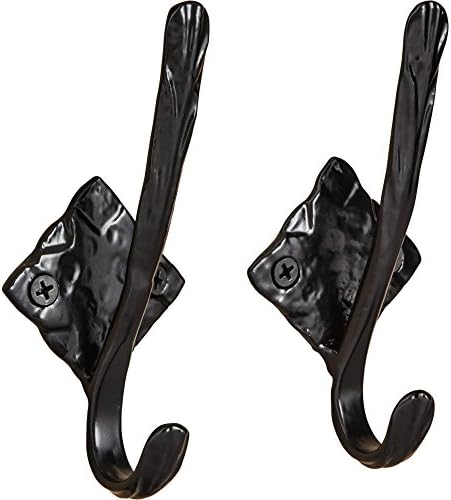 Tibres - Coat Hooks - Decorative Wall Hooks for Coats Clothes Hats Towels and Belts - Bright Decor Element - Hand Forged - 2PCS