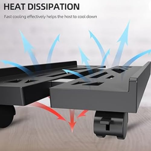 Soporte para CPU Móvil Ajustable, Soporte para Torre de PC con Ventilación y 4 Ruedas Giratorias, Soporte Bajo Escritorio miniatura 4