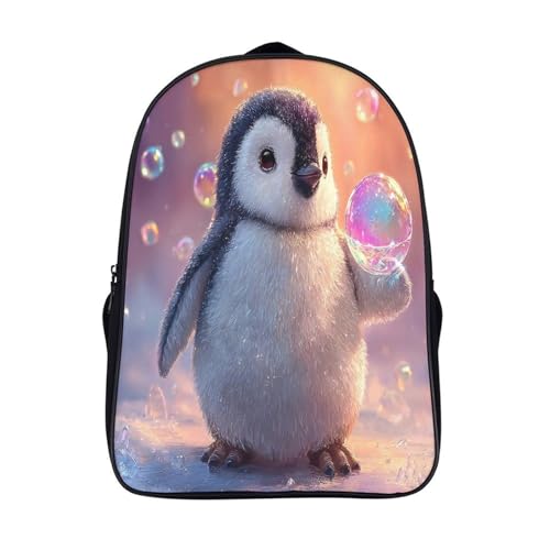 Sac à dos pingouin 3D à 2 compartiments pour école et voyage des ados