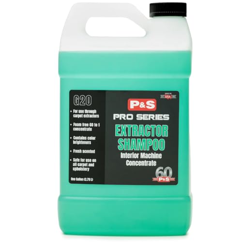 P&S Professional Detail Products Extractor Shampoo – Foam-Free Carpet & Upholstery Cleaner – 60:1 Concentrate – pH Balanced for All Materials – For Carpet Extractors – 1 Gallon
