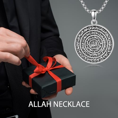 enjoylifecreative Allah Necklace S925 Sterling Silver Islam Allah Pendant Chain Islamic Muslim Religious Jewellery Gifts for Men Women - Image 5