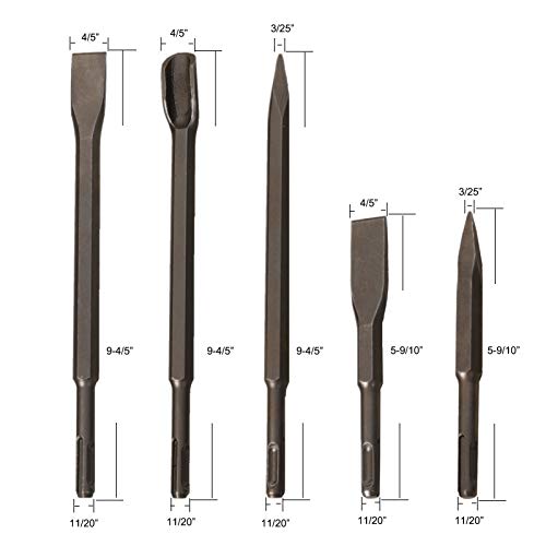 Tcnomreol Concrete Sds Chisel Bits Set, 8Pcs Chrome Steel Sds Plus Pointed Flat Wide Scaling Chisels Gouge Scraping Chisels Angled Bent Removal Chisel For Concrete, Brick , Masonry Max To 7/10*11*3In #TOP1