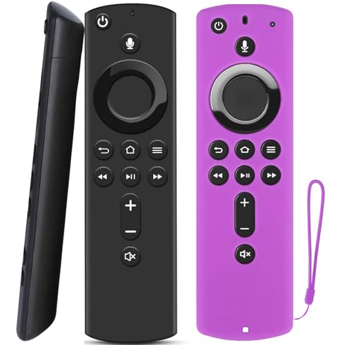 Fire Stick Remote Control, Replacement Voice Remote for Fire TV Stick 4K/Lite/Cube (2nd Gen) - Voice Control Compatible with 1st & 2nd Gen Devices‌ (purple remote cover)