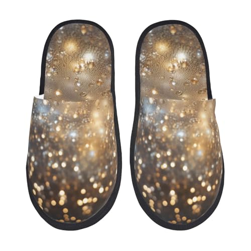 BONDIJ Pantofole pelose per le donne e gli uomini con luci lampeggianti con stampa di scuff pantofole invernali in peluche carino pantofole accoglienti per interni, Nero , Medium