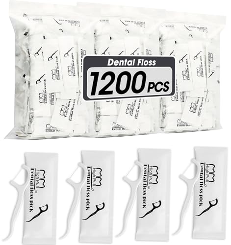 AZEN 1200 Count Dental Floss Bulk, Individually Wrapped Floss Picks, Toothpicks Flossers for Adults, Ideal Travel Flossers for Deep Cleaning