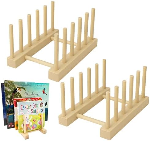 2 Pcs Wooden Kids Bookshelf,Toddler Book Display Shelves Children...