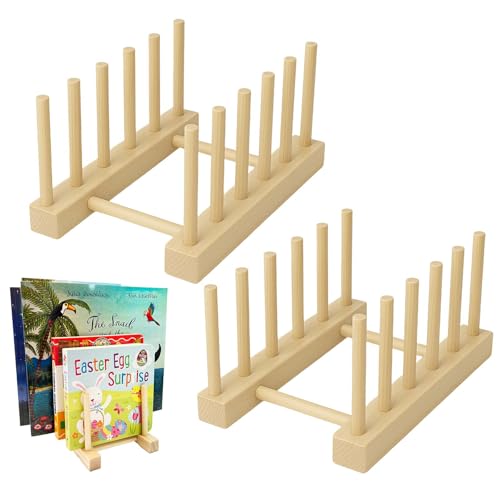 Bailitoy 2 Pcs Wooden Kids Bookshelf,Toddler Book Display Shelves Children Book Rack Suitable Kids Rooms, Nursery & Classroom,Mini Bookshelf, Desktop Shelf