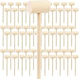 DEAYOU 60 PCS Mini Wooden Hammers Mallets, Crab Mallet Wood Hammer for Chocolate, Breakable Hearts, Small Multi-Purpose Hardwood Cracking Tool Beating Gavel for Lobster, Seafood, Shellfish, Crafts