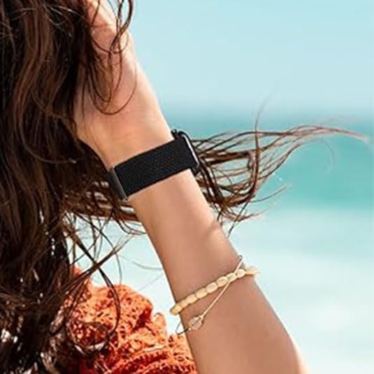 Compatible for BIGGERFIVE Brave 2 Smart Watch Bands, 2-Pack Stretch Nylon Smartwatch Breathable Elastic Wristband Adjustable Straps for BW01 Brave / BW02 Brave 2 (22mm Large Size Version) - Image 6