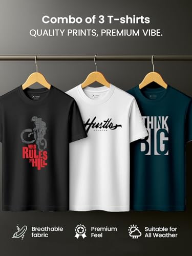 Image of XENOVAURBAN Men's Printed T-Shirt Combo Pack of 3 | Regular Fit Cotton Tshirts for Man - PRNT2