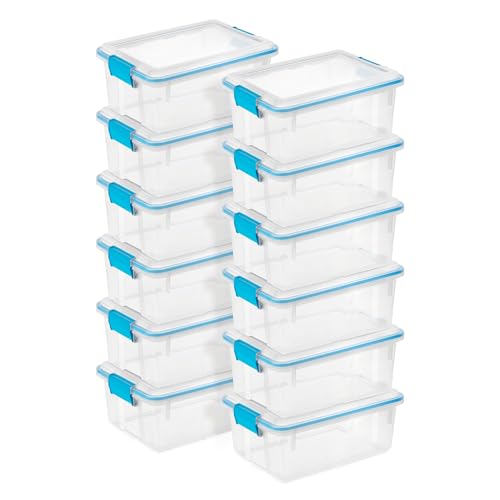 Image of Sterilite Gasket Storage Box with Lids for Home & Office, 12 Quart, 12-Pack
