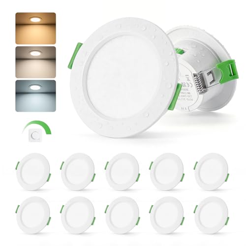 Leselux Spot LED Encastrable Dimmable 4W, Trou 55mm - 68mm, Spots de Plafond Extra Plat Blanc Chaud 3000K Blanc Neutre 4000K Blanc Froid 6000K, Spot Salle de...