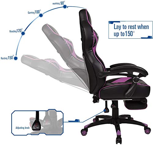 ELECWISH Ergonomic Office Chair Gaming Chair Adjustable Computer Chair Multi-Function Racing Chair for Adults Large Size Purple