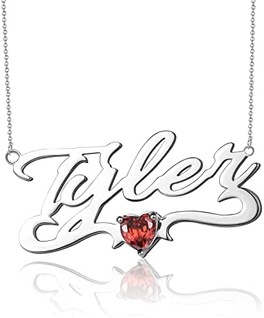 JETBON Personalised Sterling Silver Name Necklace Custom Silver Gold Rose Gold Name Jewellery Customised Dainty Pendant Birthday Christmas Gift for Women Men Girl, Custom Any Names Necklace