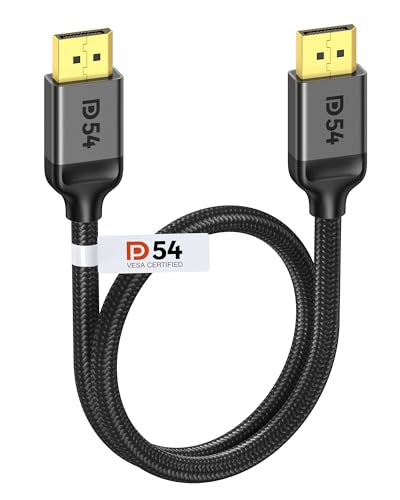Silkland Short 54Gbps DisplayPort 2.1 Cable 1.5FT [VESA Certified], DP 2.1 Cable [16K@30Hz, 8K@120Hz, 4K@240Hz, 2K@360Hz] HDR, DSC 1.2a, Compatible FreeSync G-Sync Gaming Monitor 4090 3090Ti 7900XTX