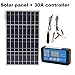 Solarmodul 18V 20W mit 60A Laderegler, Wasserdichtes Solarpanel Kit für 12V/24V Batterie, Polykristallin mit USB Anschluss und Batterieklemmen
