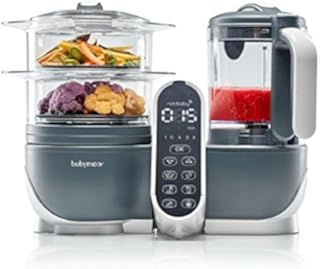 Babymoov Nutribaby Plus industrial grey - Babynahrungszubereiter, schonendes Dampfgaren, Mixen, Sterilisieren, Aufwärmen, 2200ml Fassungsvermögen