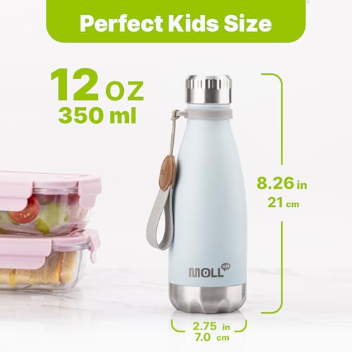 Image of 12 oz Water Bottle for School-Small Stainless Steel Vacuum Insulated Water Bottles-Leak Proof for Boys Girls(Baby Blue)