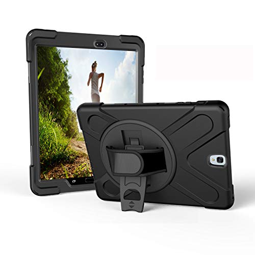 Coque Samsung Galaxy Tab S3 9.7 JZ avec support rotatif 360 et bandoulière noire