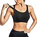 Sujetador deportivo para mujer, sin estructura acolchada, para deporte, braga de fitness, ajustable Negro M