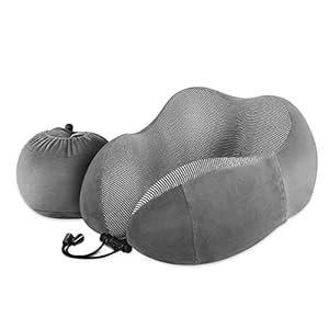 LUXSURE Reisekissen Nackenkissen Travel Pillow Weiches Memory Foam Baumwolle U-Förmiges Kissenüberzug Maschinenwaschbar Nackenhörnchen Nackenstützkissen für Flugzeug,Zug,Auto,Büro und Camping (Grau)