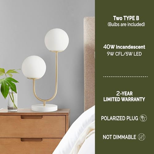 Lámpara de mesa 510 DESIGN moderna dual luz 20" oro/blanco miniatura 4