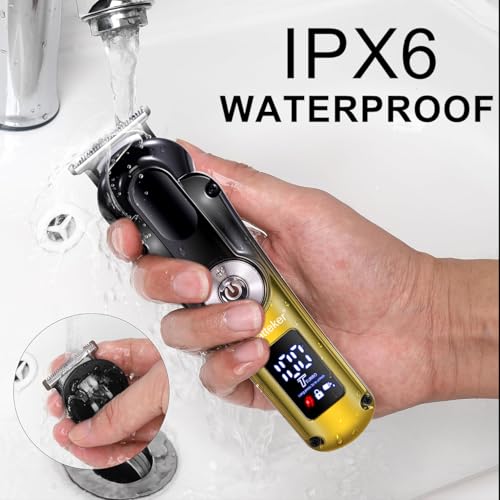 Image of HATTEKER HT-6150 Professional 5-in-1 Grooming Kit, Hair Clipper, Beard Trimmer, Nose Trimmer, Precision Trimmer & Body Trimmer, IPX6 Waterproof, LED Display GOLD