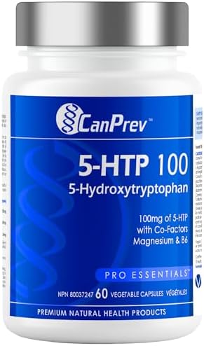 CanPrev 5-HTP 100, 60 V-Caps 20-Day Supply - 5-Hydroxytryptophan with Co-Factors Magnesium and B6-5HTP Supplement for Sleep & Cognitive Clarity - Supports Relaxation & Restful Sleep - Vegan Friendly