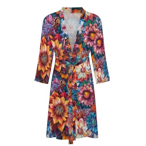 Colorful Floral Mandala Funny Men's Robe Soft Lightweight Bathrobe Long-sleeve Spa Robes4