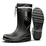 Ovyuzhen Rain Boots for Men Garden Boots Waterproof Mens Rubber Shoes with PVC Comfort Lightweight Work Mud Boots Resistant Durable Slip for Fishing Farming Gardening