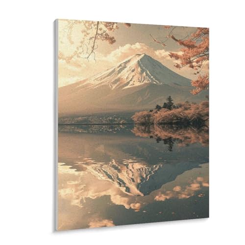 数字油絵 ラッセン 夕暮れ時に湖に映る富士山 デジタル油絵 数字キットによる絵画 DIY絵 手塗り 美しい日本の風景写真 魅惑的な色彩の風景 数字キット塗り絵 壁飾り ホーム オフィス装飾 数字塗り絵 手工芸 初心者 大人 子供 贈り物 40×50cm