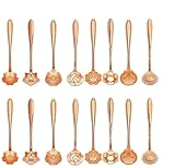 16 Pack Stainless Steel Tableware Creative Flower Coffee Spoon Sugar Spoon Tea Spoon Stir Bar Spoon Stirring Spoon, 8 Different Patterns,2 sets (Rose Gold)