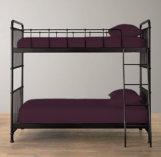 Pack of 2 100% Polycotton Bunk Bed Fitted Sheet 2ft 6" (76cmx190cm) Percale Non-Iron Easy Care Bottom Sheet RVs | Guest Beds | Caravan Campervan (2, Plum)
