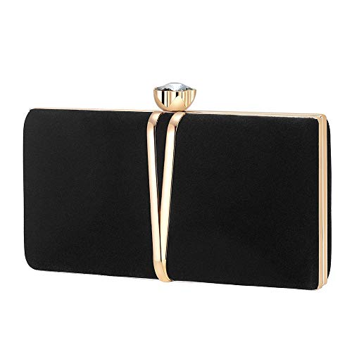 iwish - Cartera de mano de Terciopelo para mujer M, color Negro, talla M