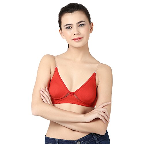 Image of Wirefree Non-Padded T-Shirt Bra Panty Set with Detachable Transparent Straps for Women /Girls.