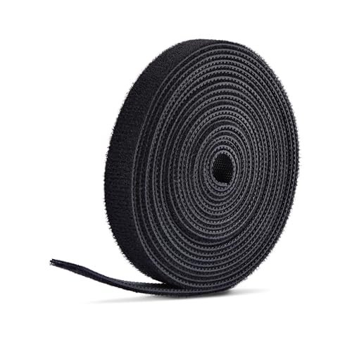 StarTech.com 75ft (22.8m) Hook and Loop Roll, 0.5in Wide, Black, Cut-to-Size Reusable Cable Ties...