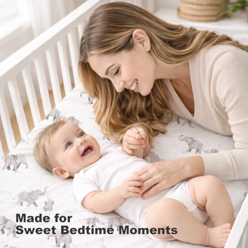 Image of Bimocosy Crib Sheets 4 Pack, Baby Crib Sheets Fitted for Boys and Girls Breathable & Snug Fit, Soft Toddler Bed Sheets for Standard Crib Mattress Nursery Daycare Essentials, Jungle Pals